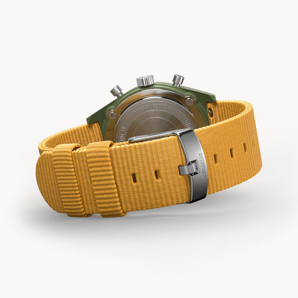 D10 CHRONO SOLAR
 OLIVE YELLOW - Ocean Plastic Yellow Woven - Detomaso Watches