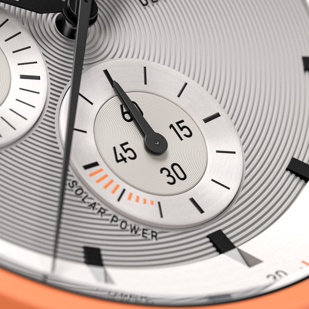 D10 CHRONO SOLAR ORANGE SILVER - Ocean Plastic Orange Woven - Detomaso Watches