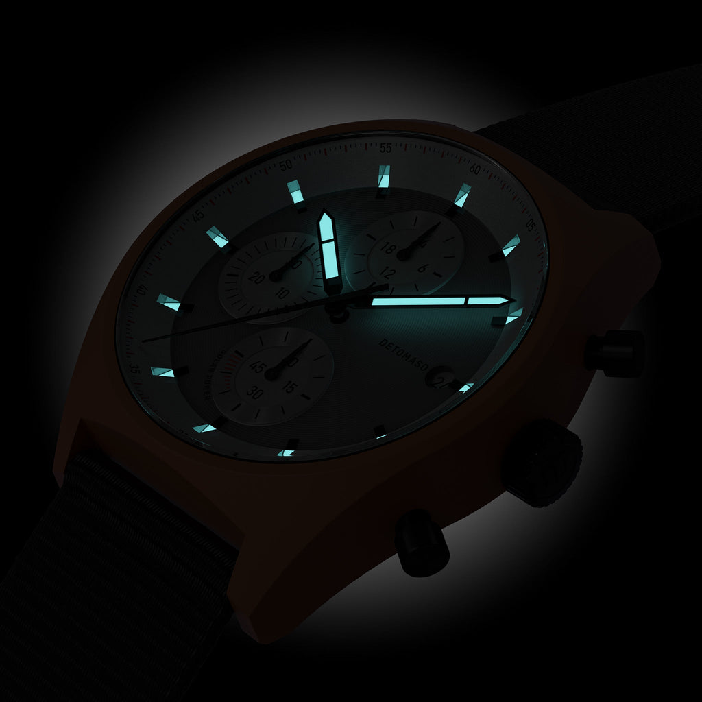D10 CHRONO SOLAR ORANGE SILVER - Ocean Plastic Orange Woven - Detomaso Watches