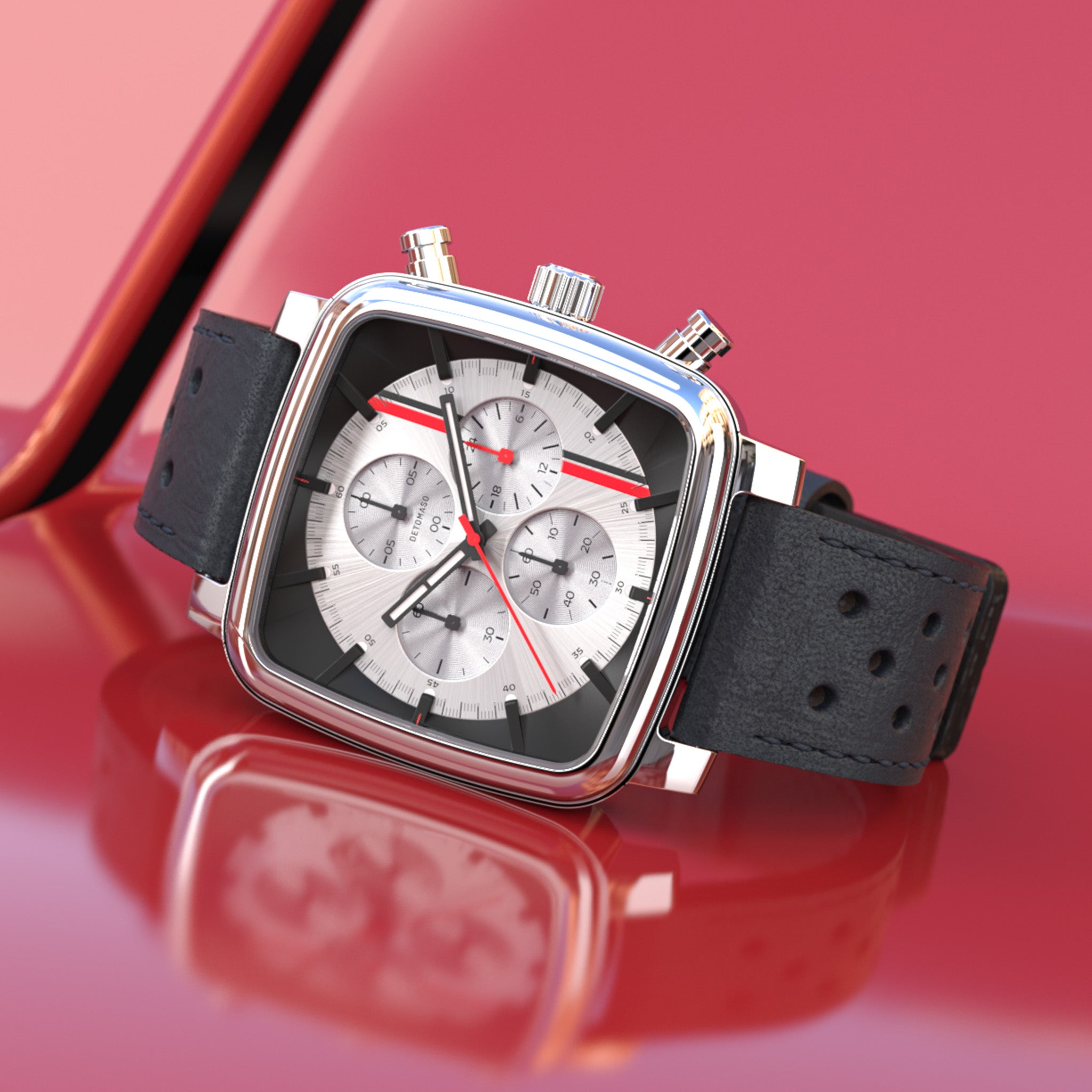 D20 CHRONOGRAPH STRADALE SILVER BLACK Leather Black Racing