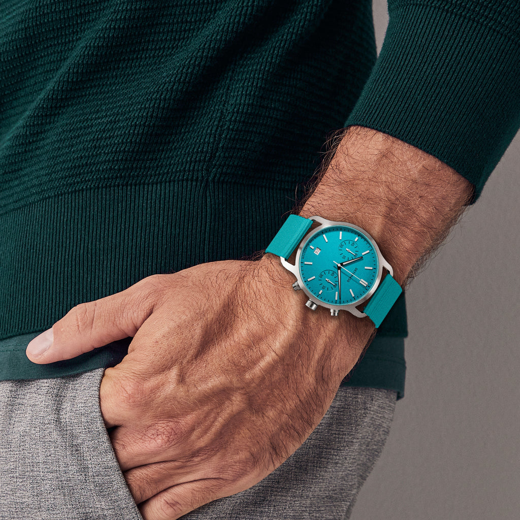 SORPASSO CHRONO MINTY BLUE - Ocean Plastic Turquoise Woven - Detomaso Watches