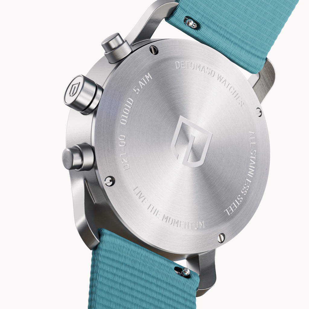 SORPASSO CHRONO MINTY BLUE - Ocean Plastic Turquoise Woven - Detomaso Watches