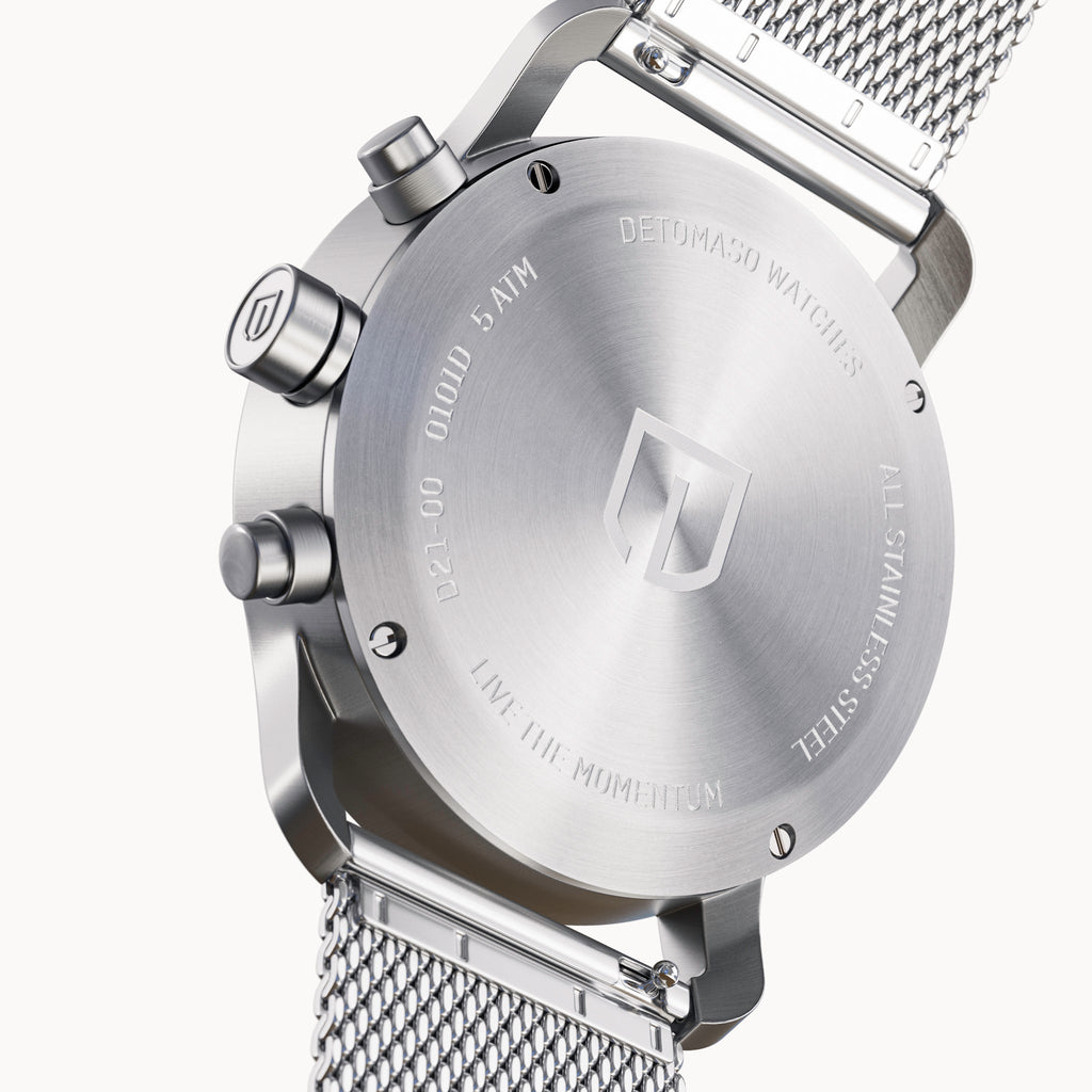 SORPASSO CHRONO MINTY BLUE - Mesh Silver Brushed - Detomaso Watches