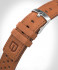 LEATHER STRAP RACING BROWN - silver matte