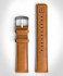 LEATHER STRAP BROWN CLASSIC - silver matte