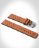 LEATHER STRAP RACING BROWN - silver glossy