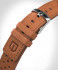 LEATHER STRAP RACING BROWN - silver glossy