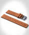 LEATHER STRAP RACING BROWN - blue matte